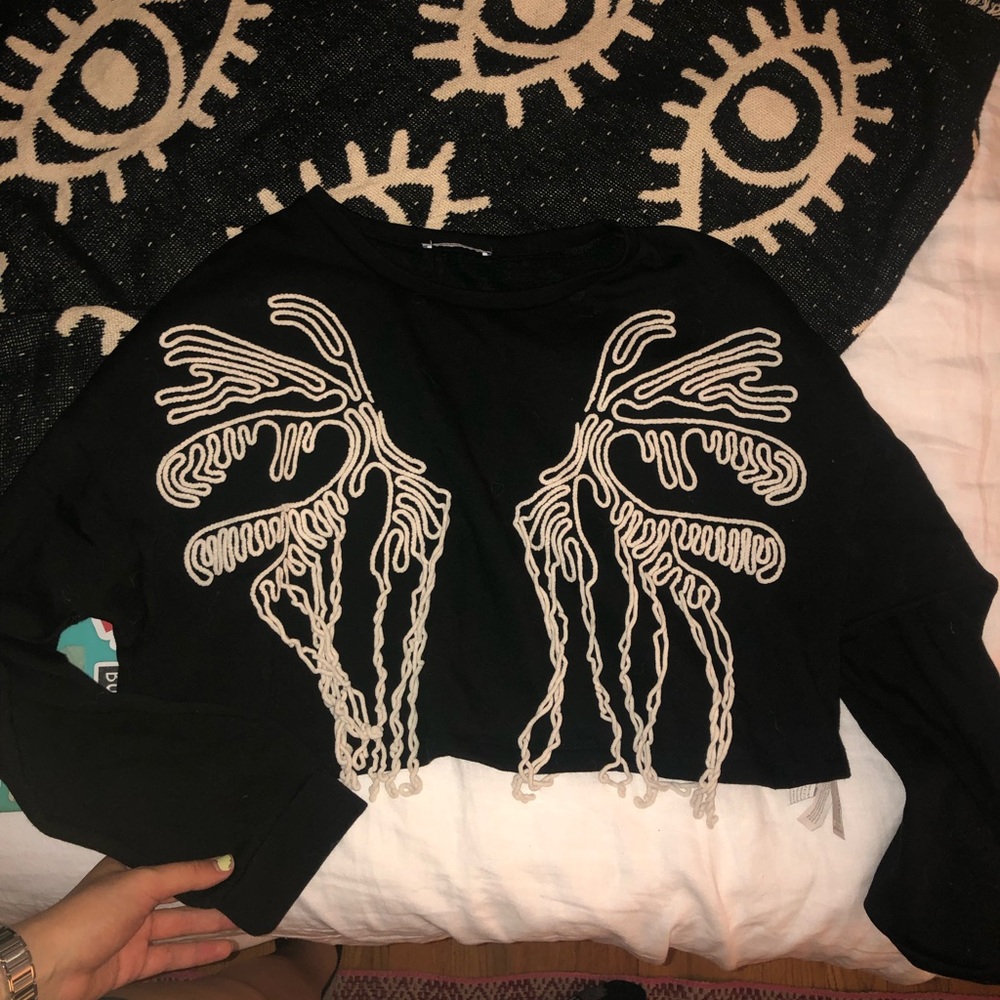 Cropped Black and White Zara Sweatshirt